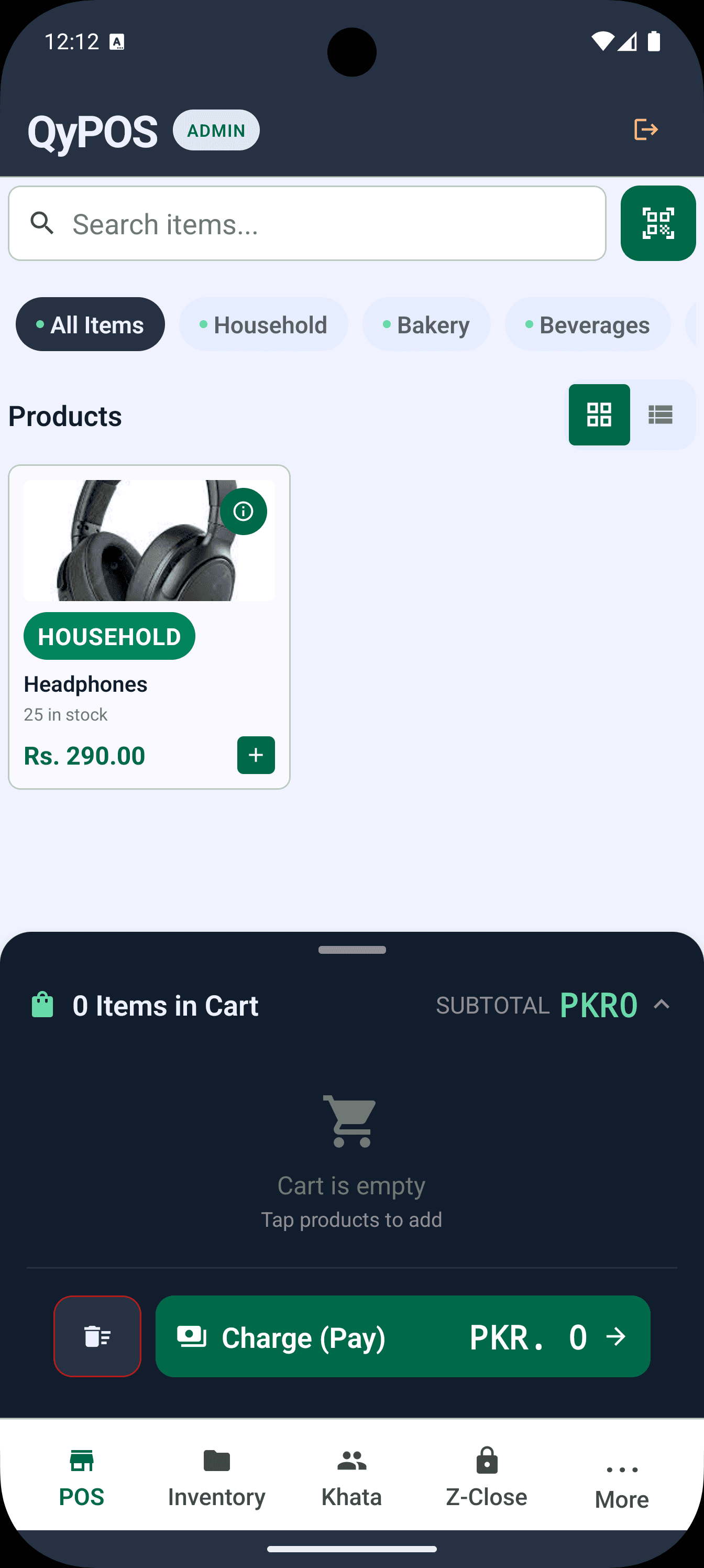 QyPOS Mobile — point of sale with barcode scanning