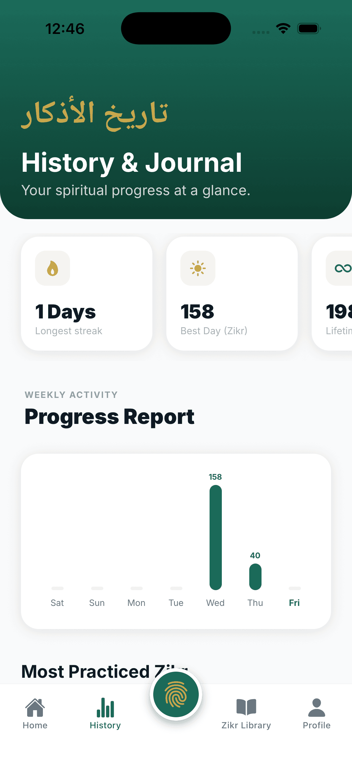 Usage History interface
