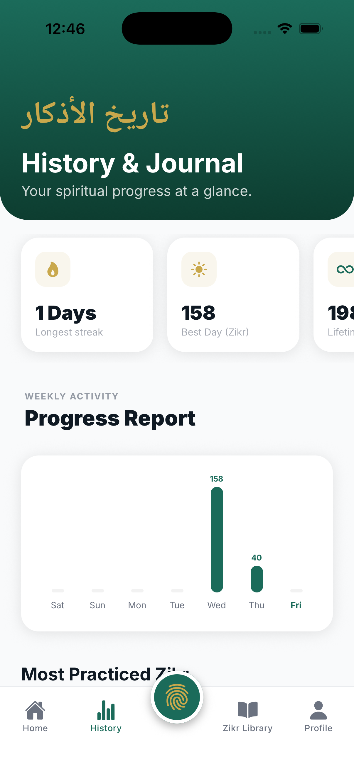 Usage History interface